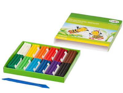 КанцРЦ Пластилин восковой мягкий Гамма "Пчелка", 12 цветов, 180г, со стеком, картон. упак. 280032Н